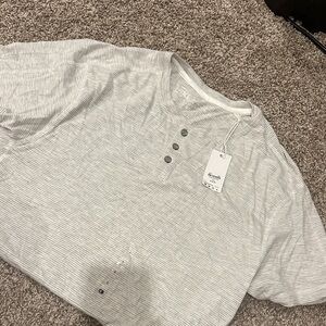 BKE Light Gray Striped Henley Tee